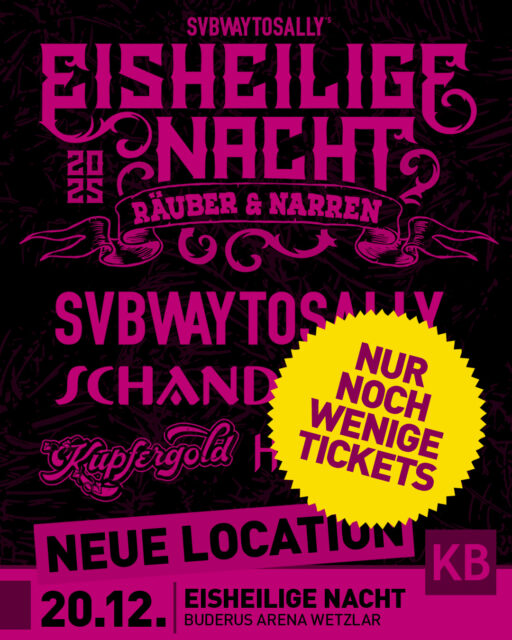 LAST CALL 📣: NUR NOCH WENIGE TICKETS FÜR DIE EISHEILIGE NACHT 🔥

Der VVK für die Eisheilige Nacht 2025 läuft bestens 🤩! Sichert Euch JETZT eines der letzten Tickets ⚔️

 👉 https://konzertbuero-bahl.reservix.de/p/reservix/event/2357547